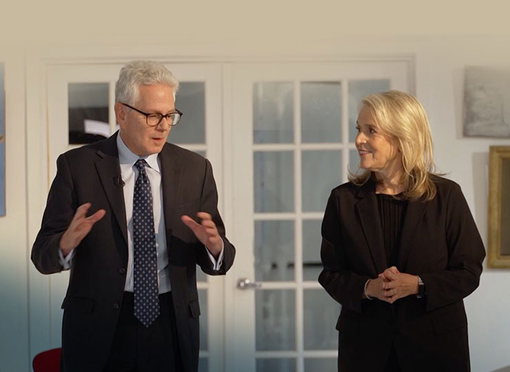 Rachel Yehuda, PhD and Dr. Jeffrey Borenstein during a televised interview